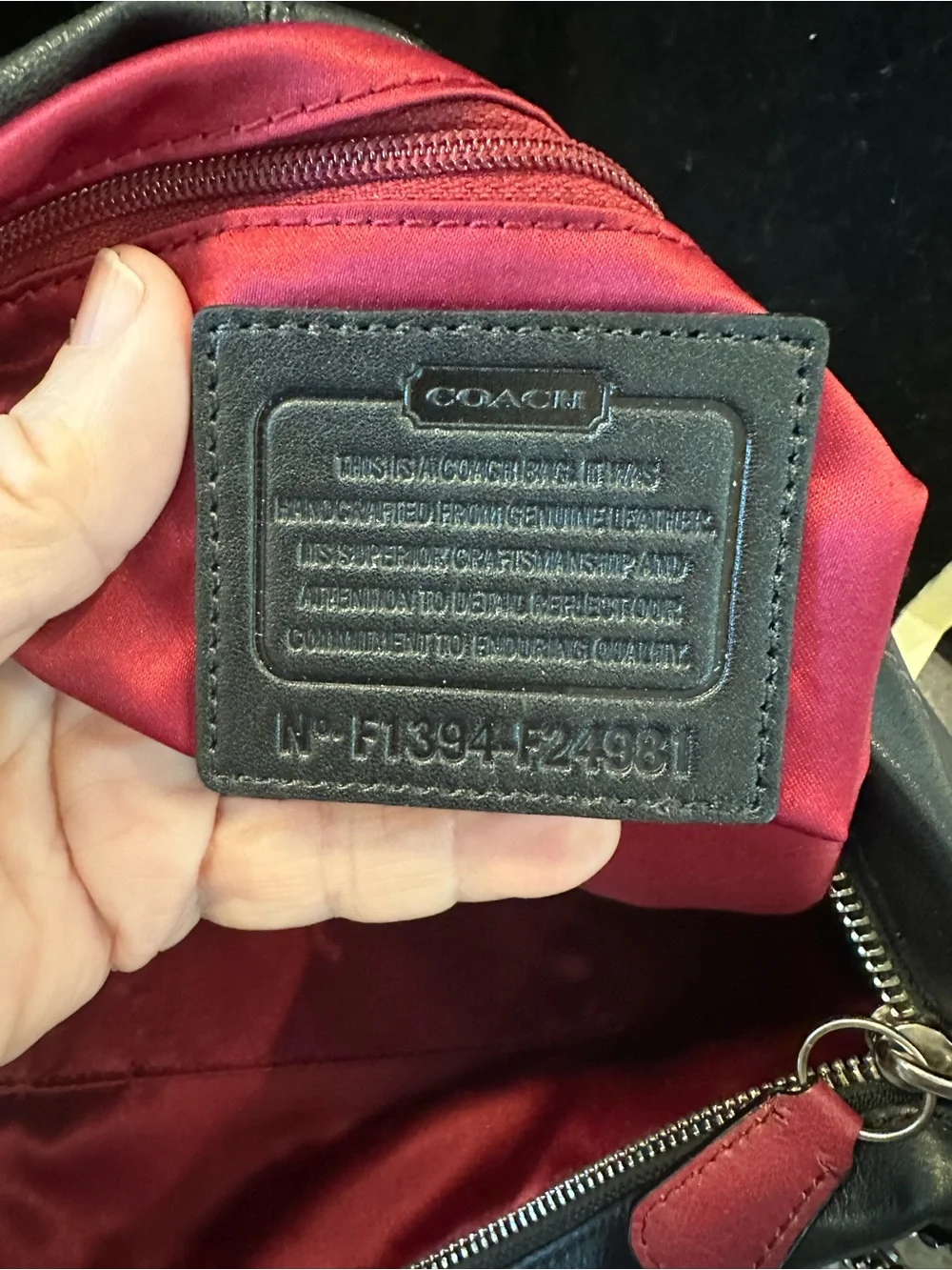 Coach#057 Park Quilted Leather & Suede Gray Black & Burgundy Hobo